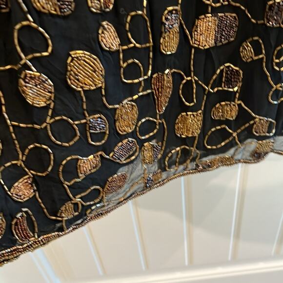 NEW Adrianna SILK Papell Evening Cocktail Black Gold Sequin Dress 4 Black Tie - Picture 5 of 16